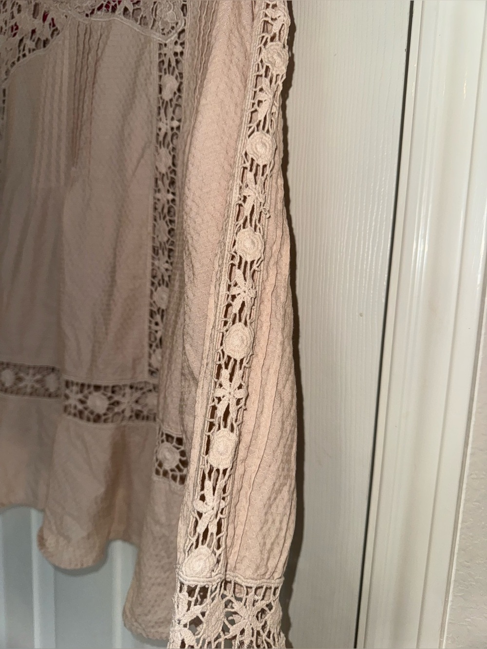 Free People Cream Lace-Inset Bell Sleeve Blouse - Picture 4 of 6